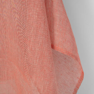 Leinenstoff grau-rötlich transparent 6 Linen fabric natural and salmon red gauze, fabric edge