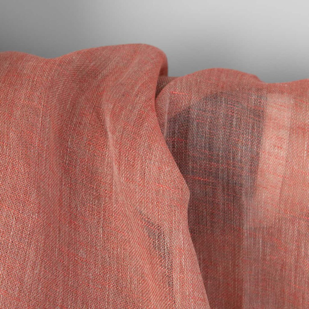 Leinenstoff grau-rötlich transparent 3 Linen fabric natural and salmon red gauze, lightweight
