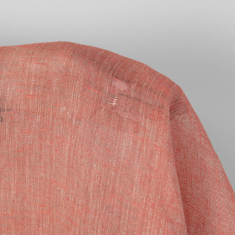 Linen fabric natural and salmon red gauze, transparent