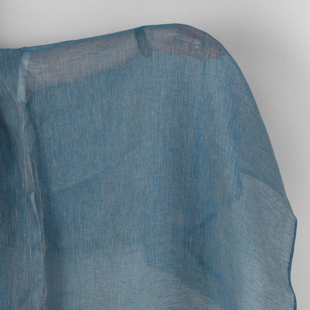 Linen fabric natural and electric blue gauze