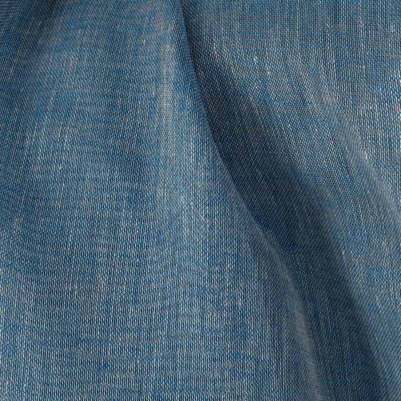 Linen fabric natural and electric blue gauze, plain weave