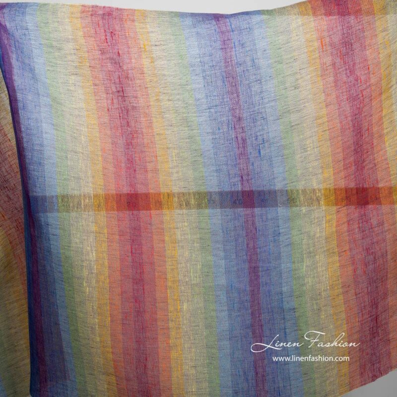 Leinenstoff transparent, in Regenbogenfarben gestreift – Bild 3