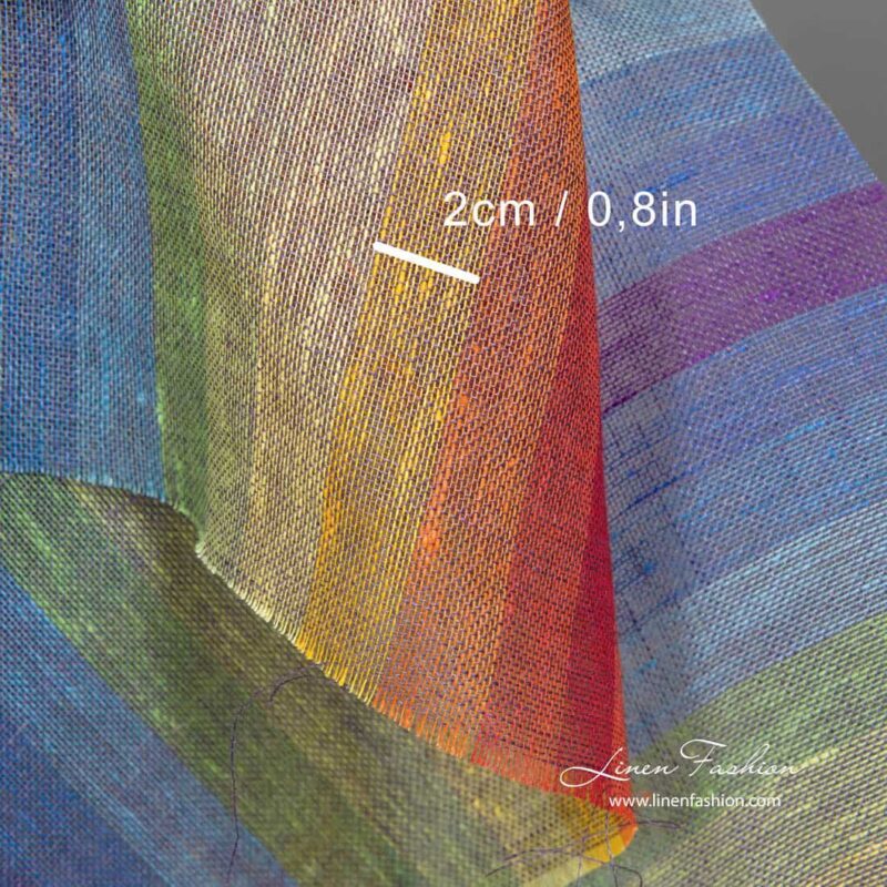 Leinenstoff transparent, in Regenbogenfarben gestreift – Bild 4