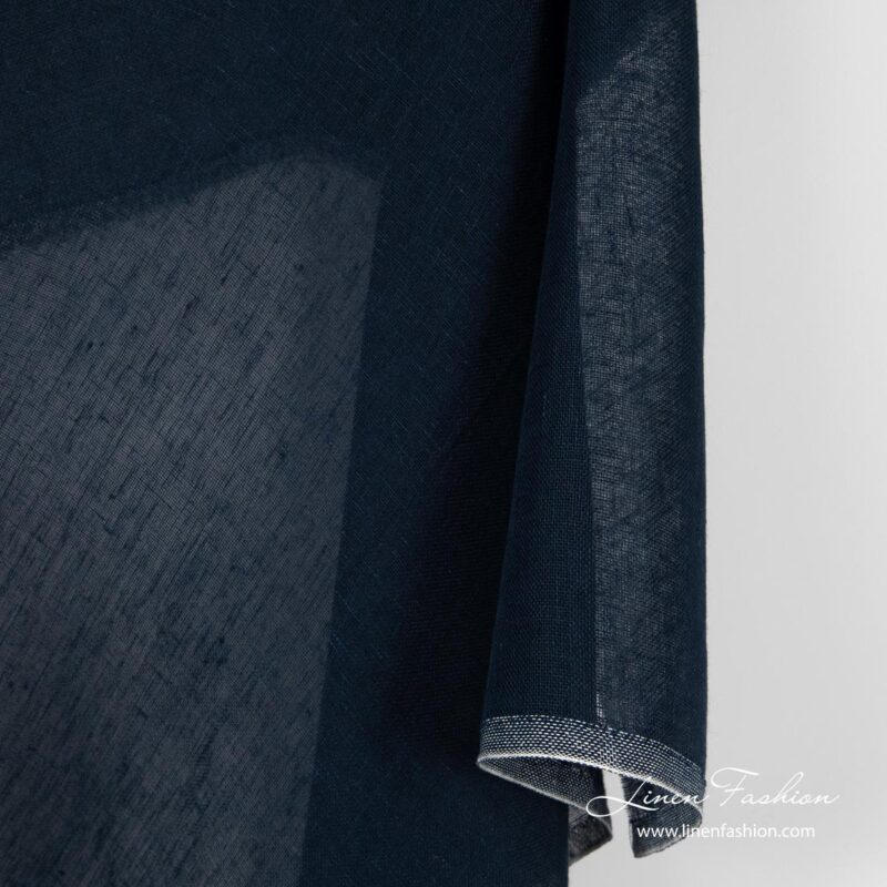 Open weave linen fabric in navy colour