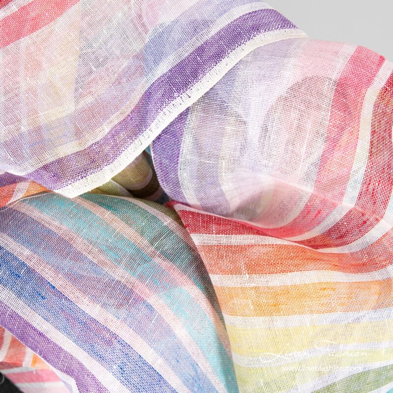 Rainbow striped linen fabric for curtains, shawls