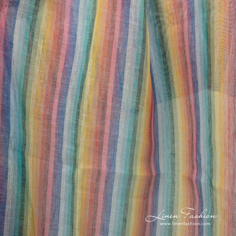 Linen fabric striped rainbow colours transparent product picture