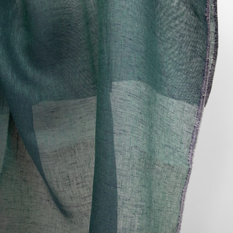 blue green linen fabric, not washed