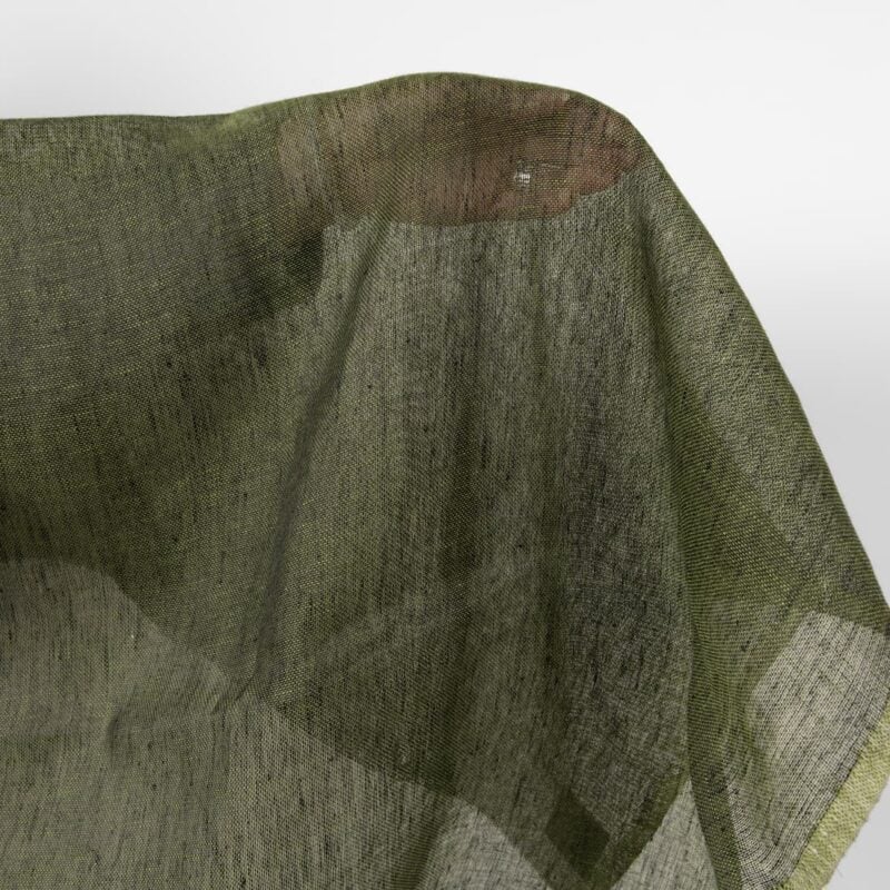 Linen fabric dark moss green colour transparent product photo