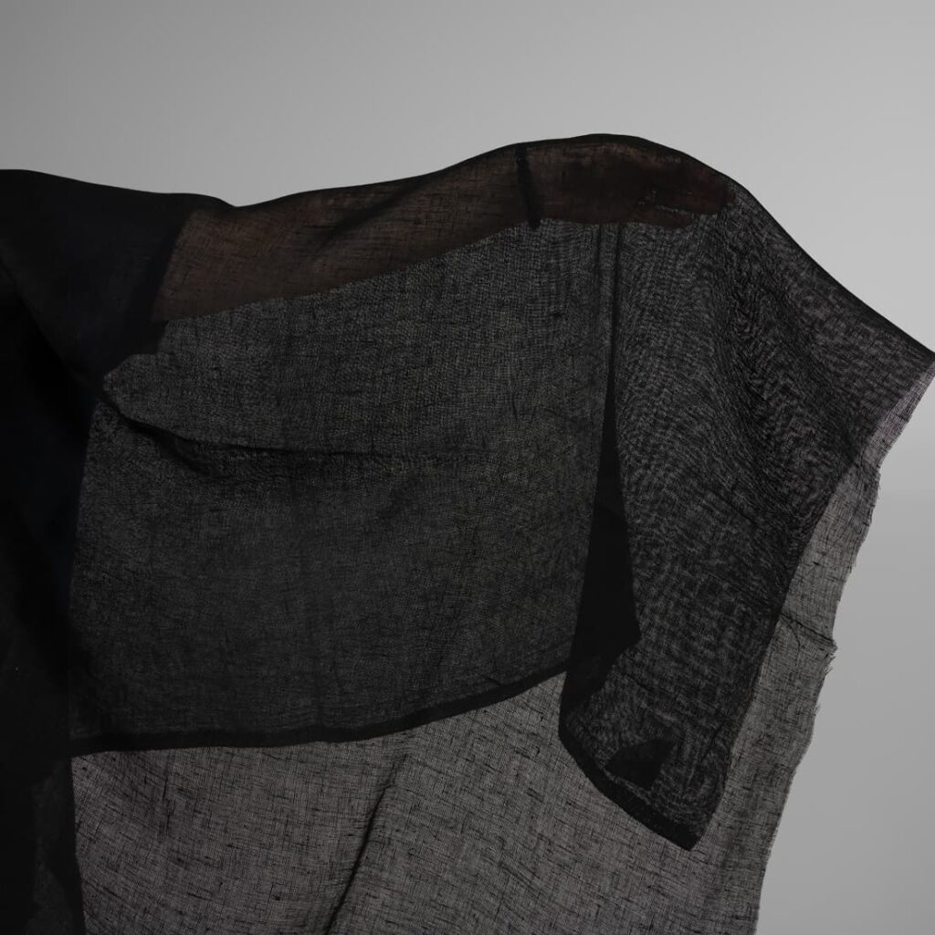 Transparent linen black fabric