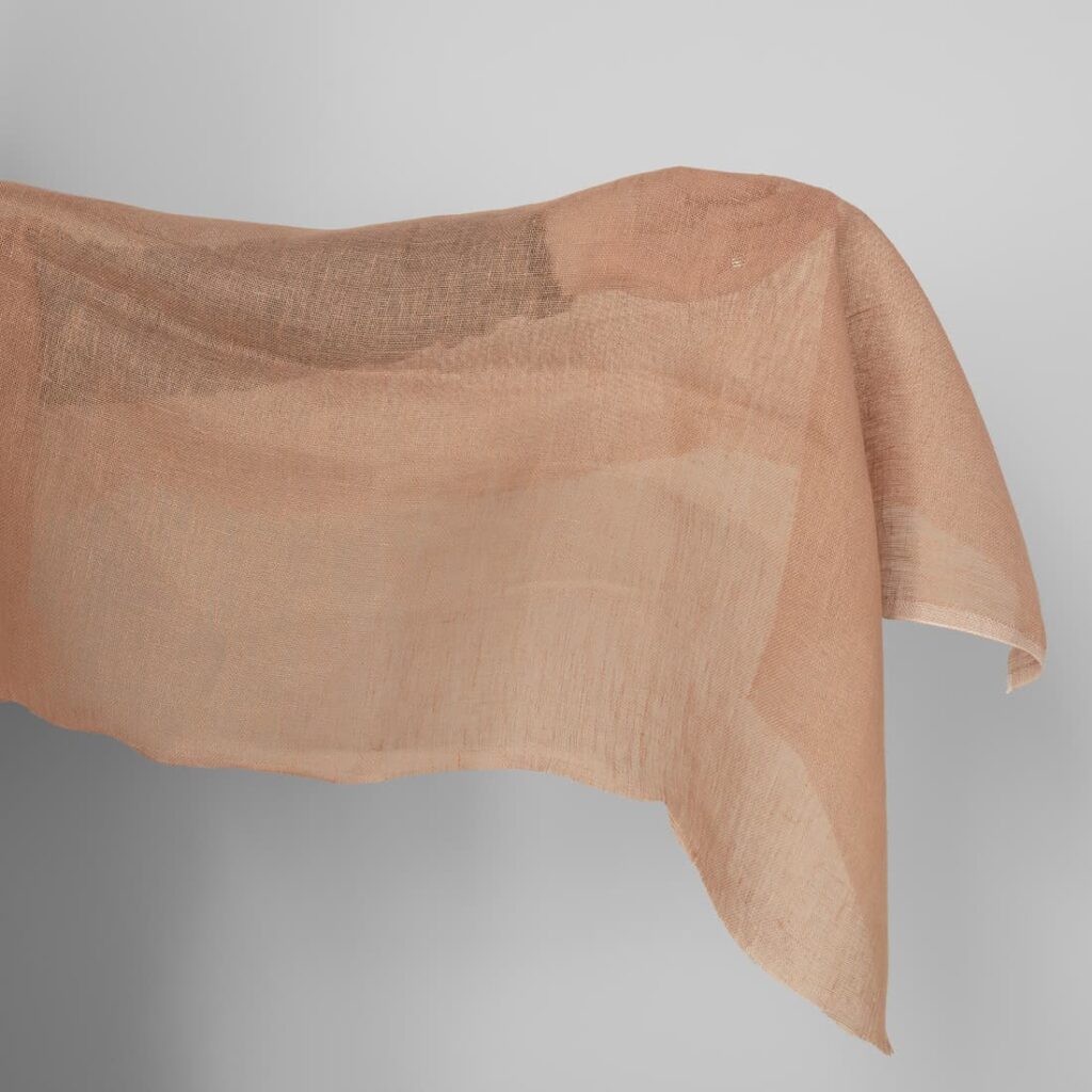 Sheer linen fabric light clay colour