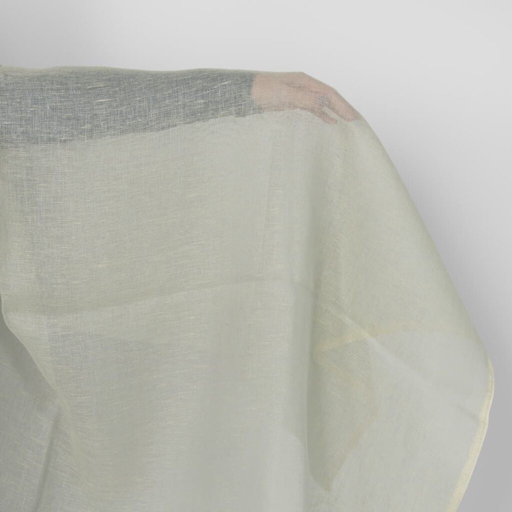 Linen fabric greenish grey melange