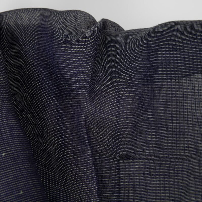 Linen fabric dark cobalt blue and green transparent gauze