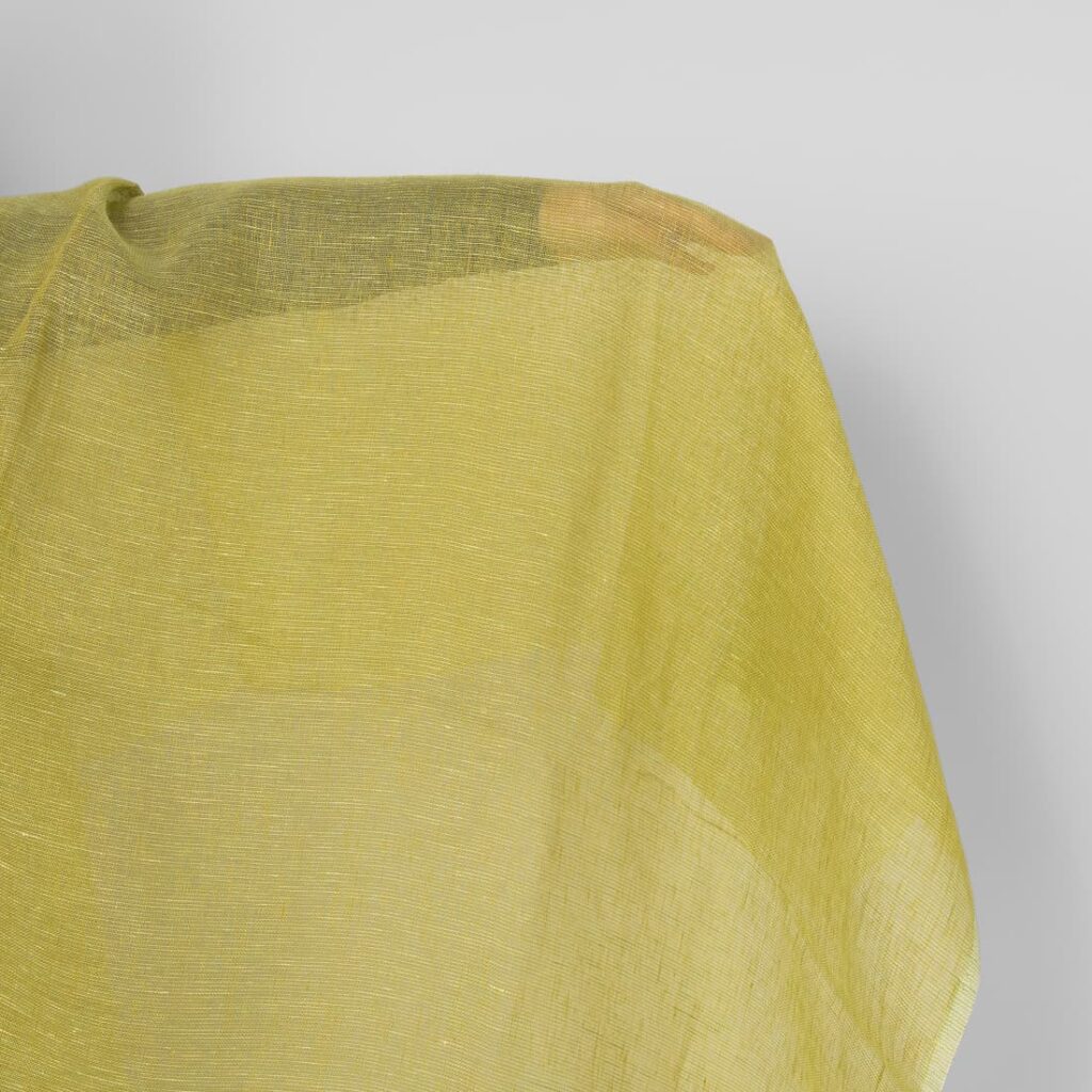 Linen fabric yellow green transparent