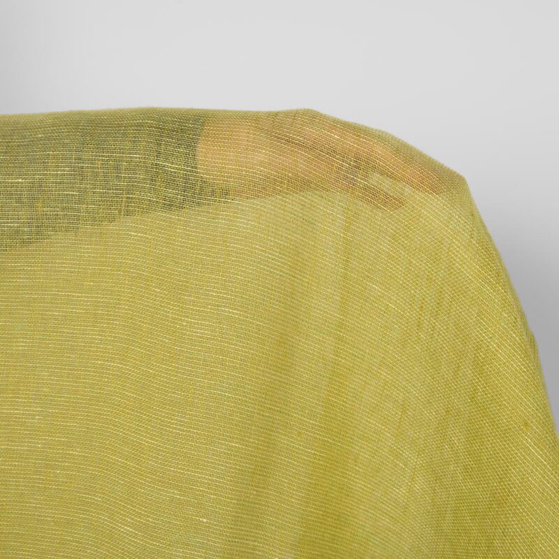 Linen fabric yellow green transparent, lightweight