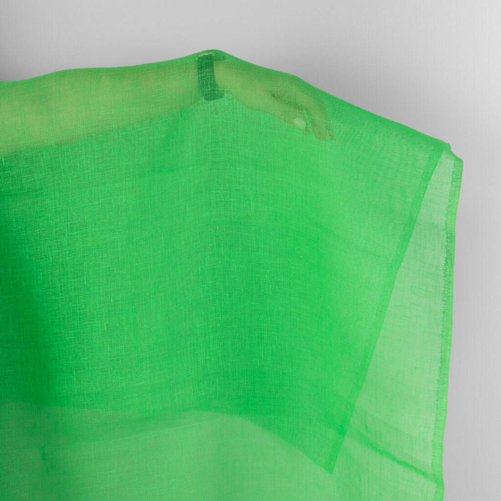 Linen fabric neon green gauze