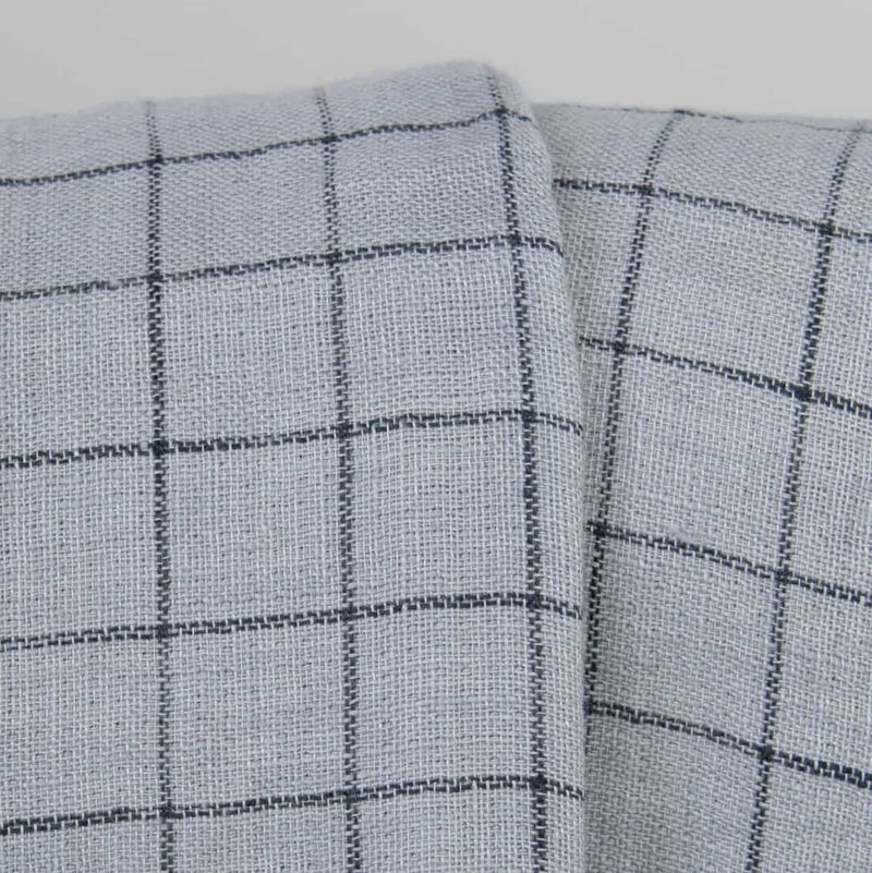 Grey checked linen fabric, double layer
