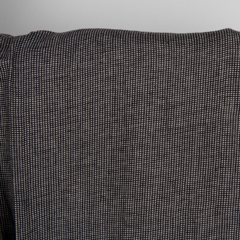Linen black checked double sided fabric washed darker side