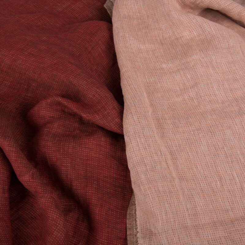Leinenstoff, rot-nude, beidseitig, vorgewaschen