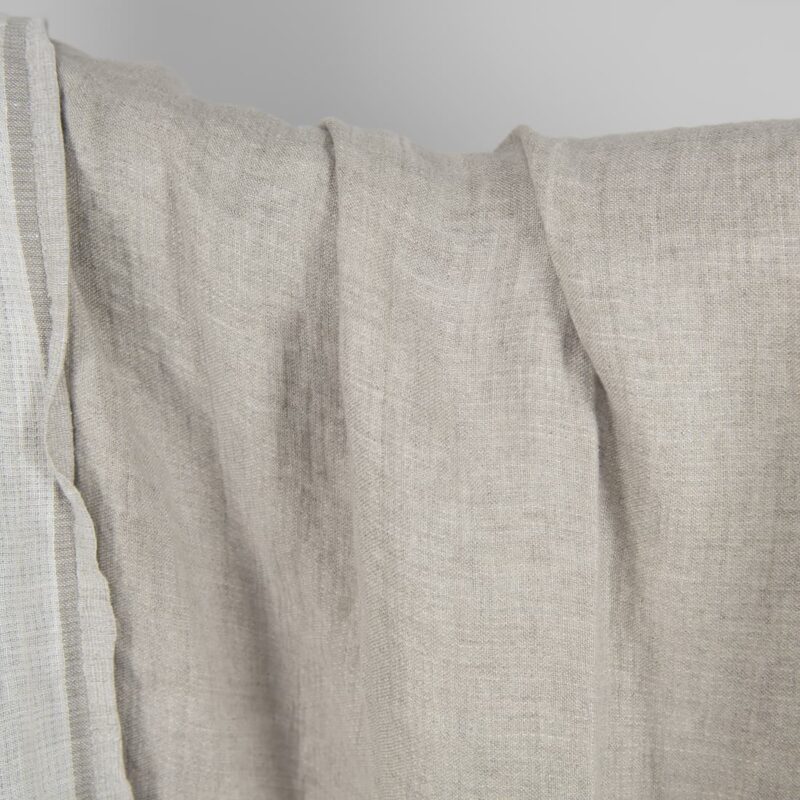Washed linen fabric natural-white double-sided close up detail view