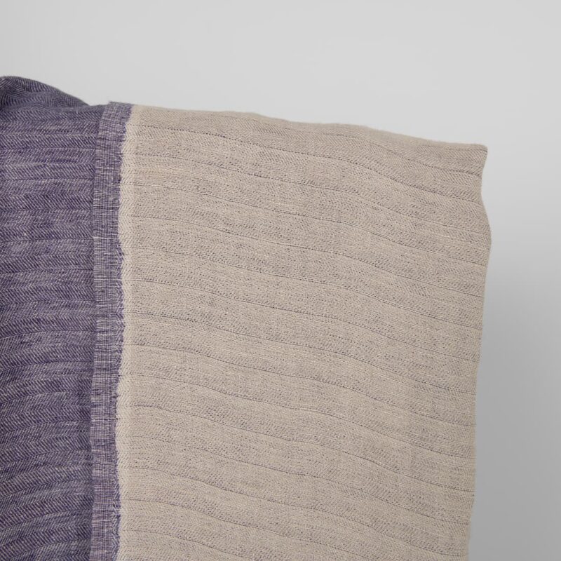Washed linen fabric cobalt blue and beige double-sided, 100% linen