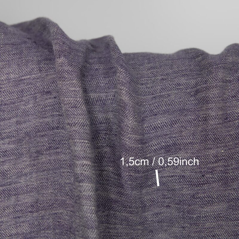 Washed linen fabric cobalt blue and beige double-sided, with measurements