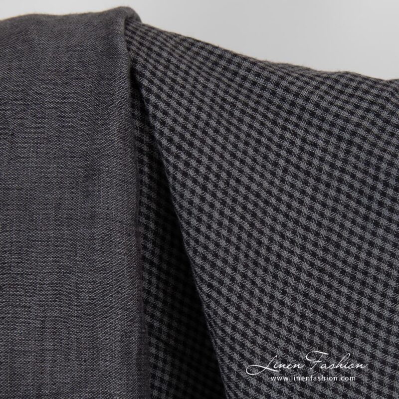 Double sided grey checked fabric.