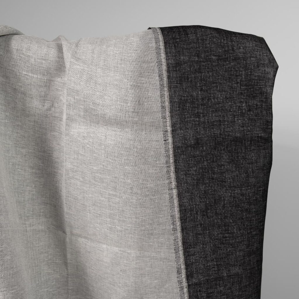 Linen double-sided fabric black white mix