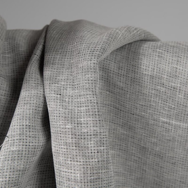 Linen double-sided fabric black white mix not washed