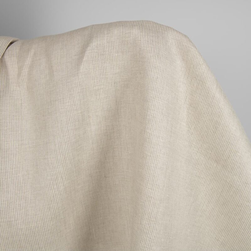 Linen fabric natural and white narrow stripes, 100% linen
