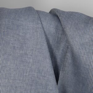 Linen fabric blue-grey small pattern close up detail