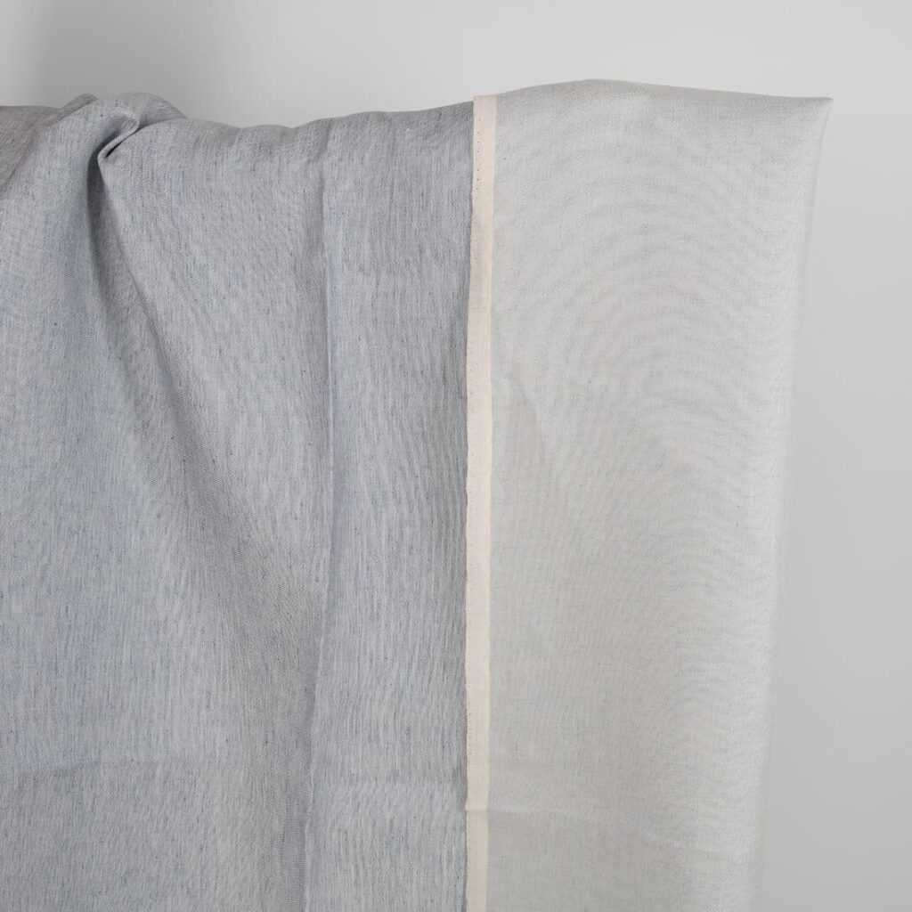 Linen fabric blue and grey double-sided