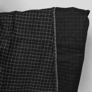 Linen fabric double-sided black with white checks