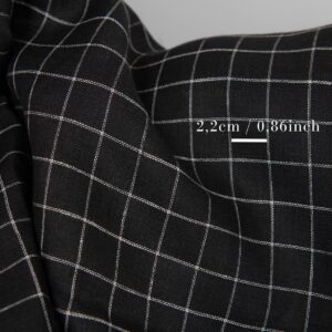 Linen fabric double-sided black with white checks with measurements
