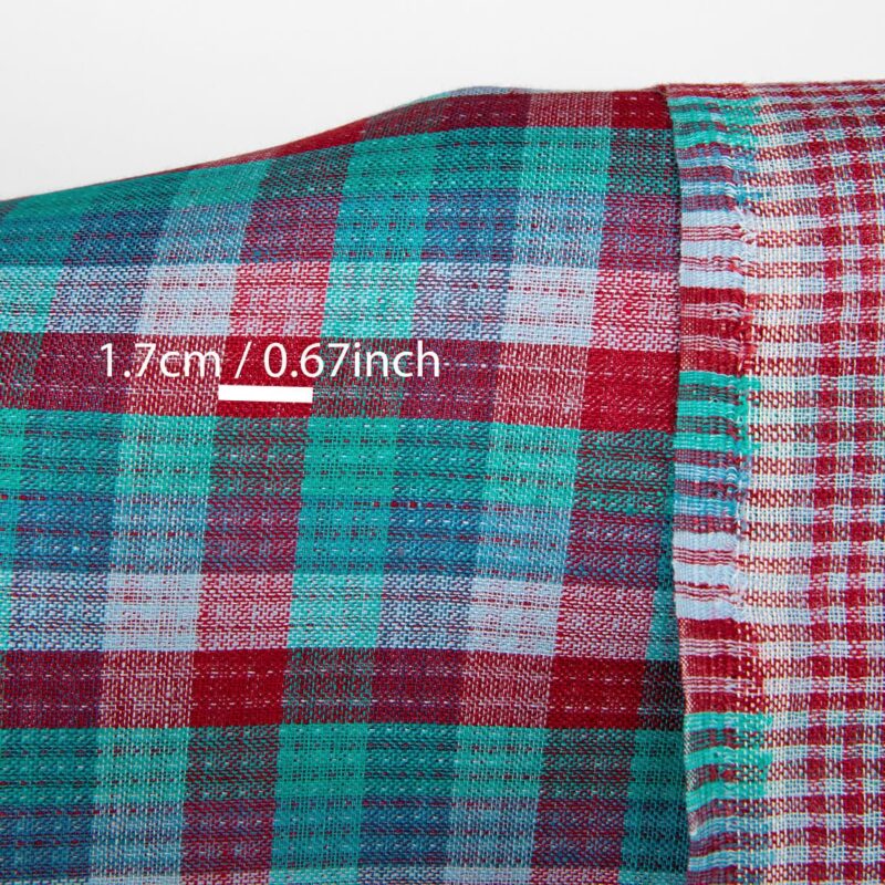 Leinenstoff mit doppelseitig Karos Rot, Grün, Blau – Bild 4