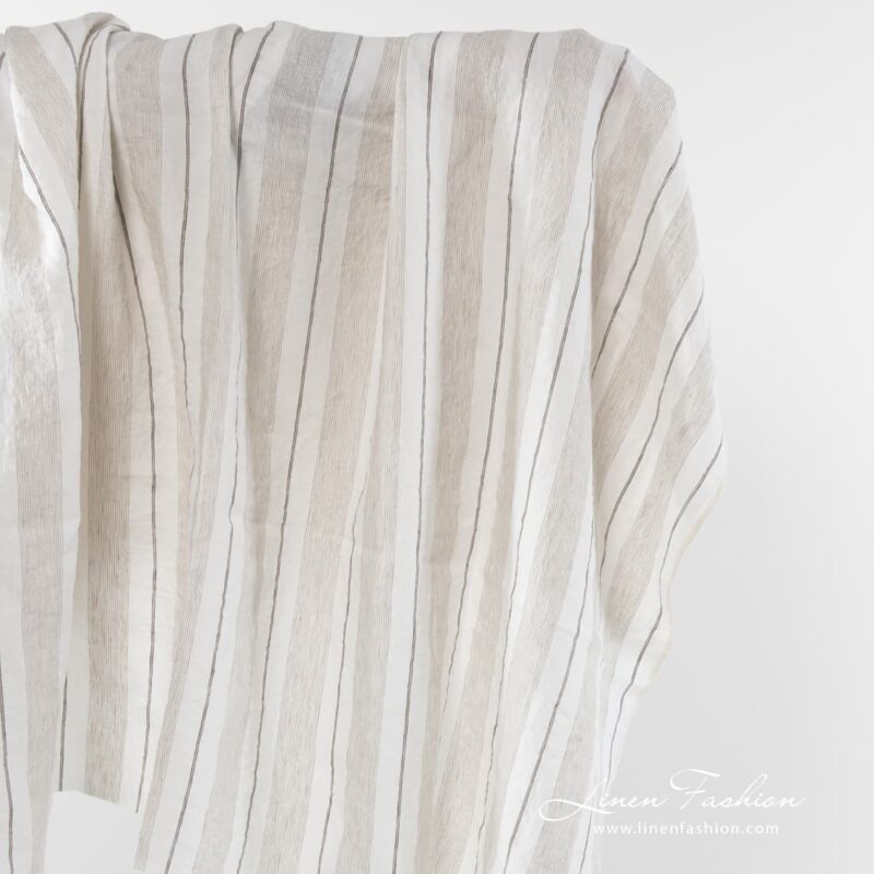 White linen fabric with stripes.