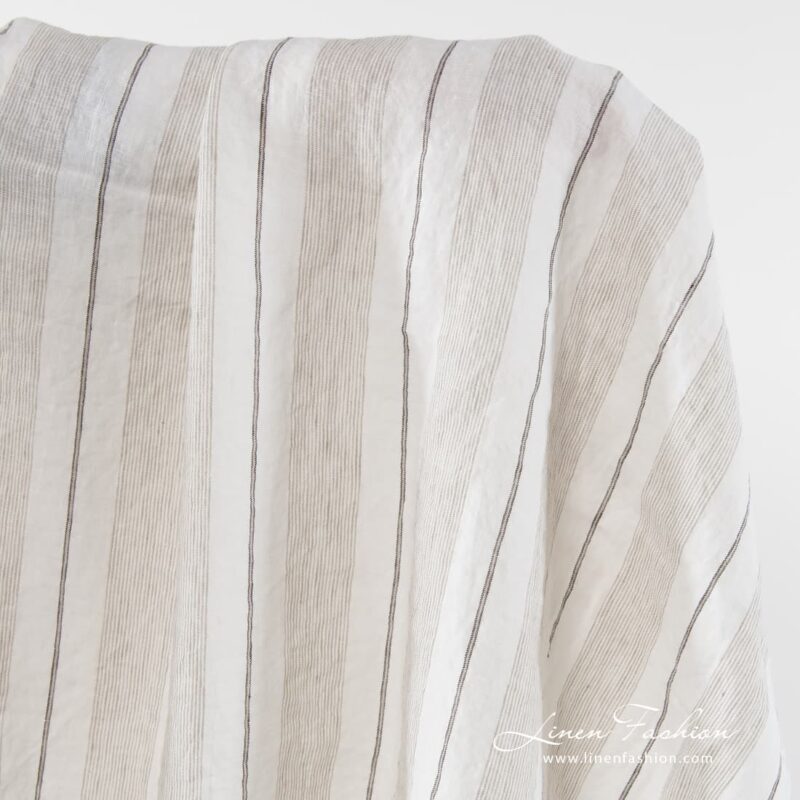 100% linen fabric in white with stripes.