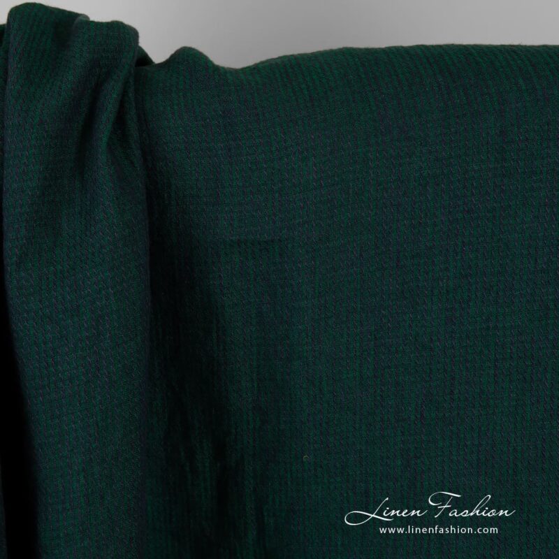 Blue-green linen fabric, specially washed to increase softness