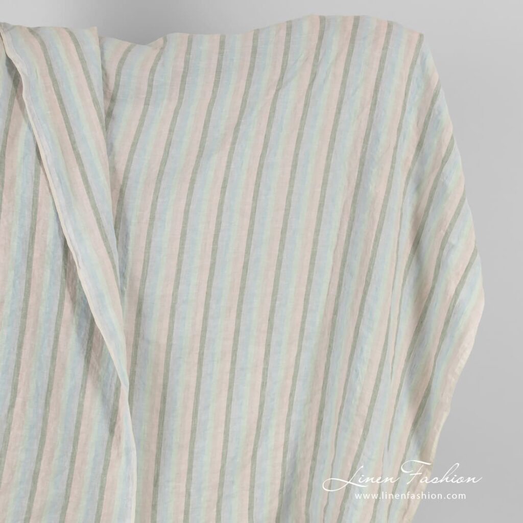 Striped linen fabric in vertical stripes