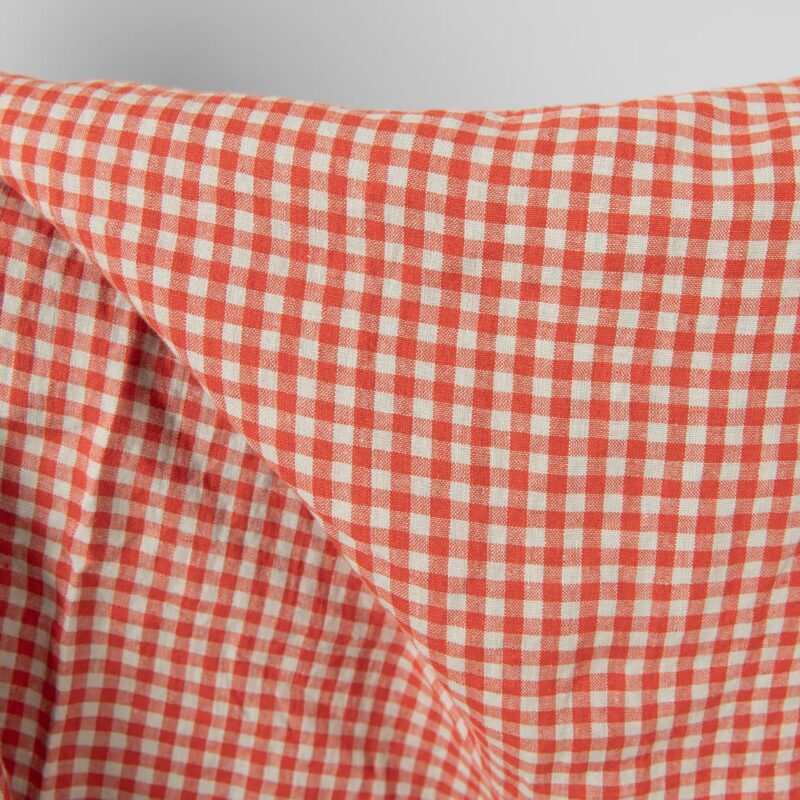Washed linen fabric in red green checks product photo