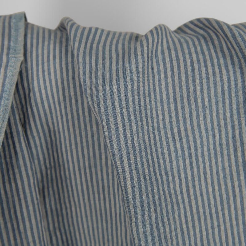 Washed linen fabric with blue stripes product photo