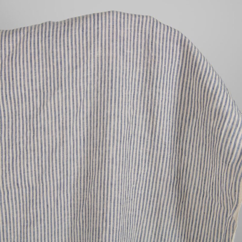 Washed linen fabric with brownish and blueish grey stripes 145cm