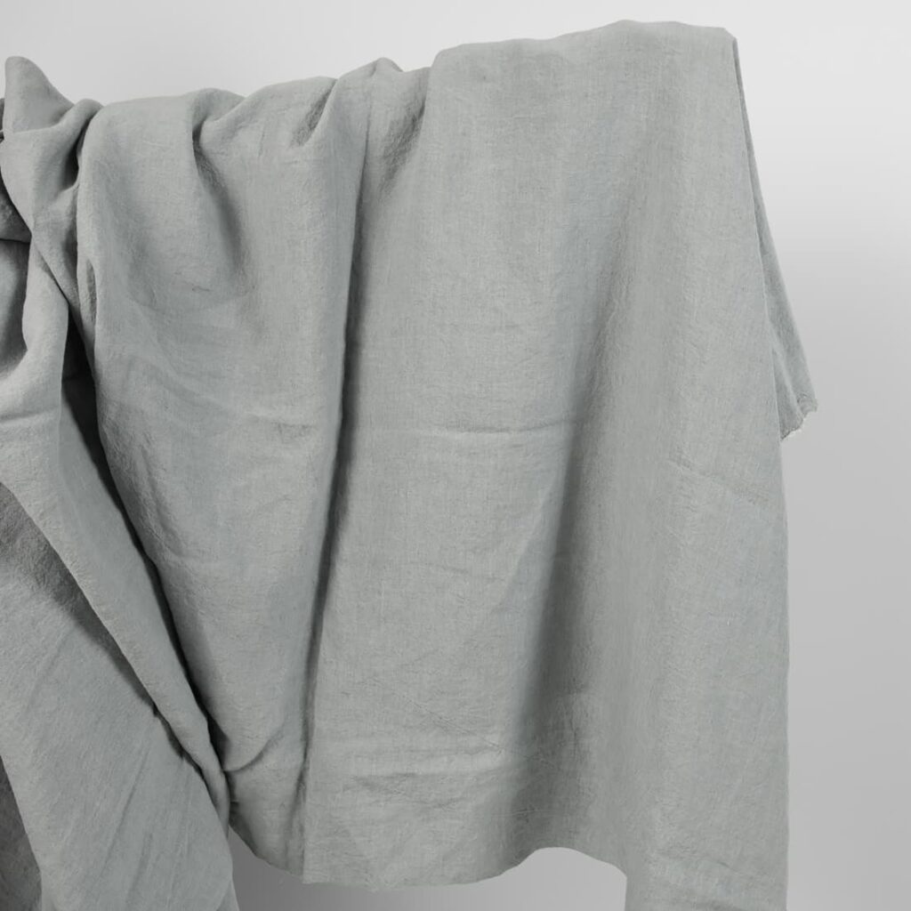 linen wide washed blue grey fabric