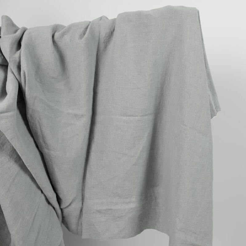 linen wide washed blue grey fabric