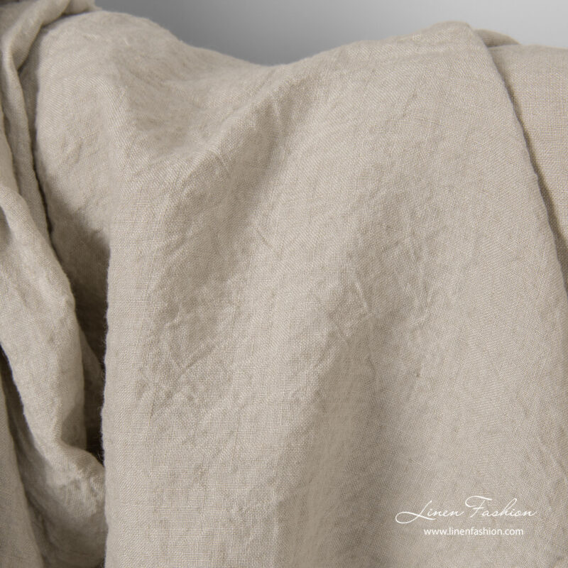 Washed sand colour linen fabric