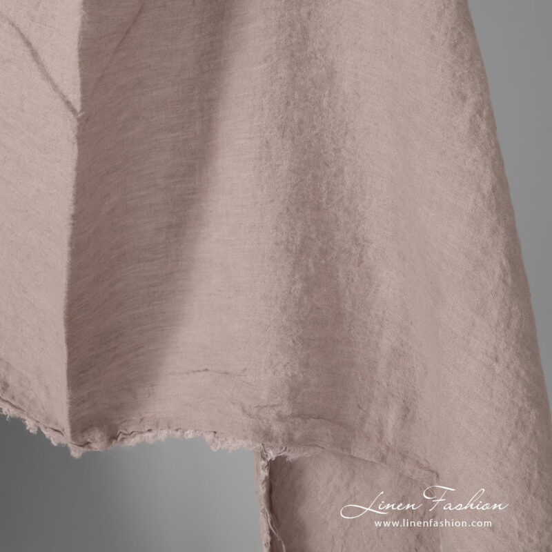 Smokey rose color linen fabric, softened
