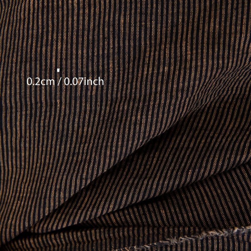 Linen fabric black with small clay stripes washed, with measurements