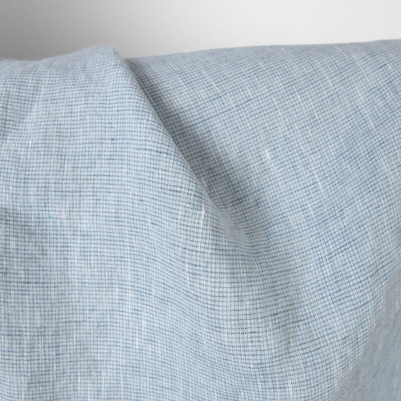 Washed linen fabric light blue melange, pure linen