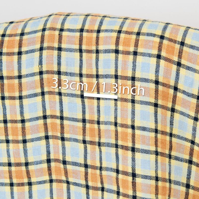 Leinenstoff orange und blassblau kariert, gewaschen – Bild 5