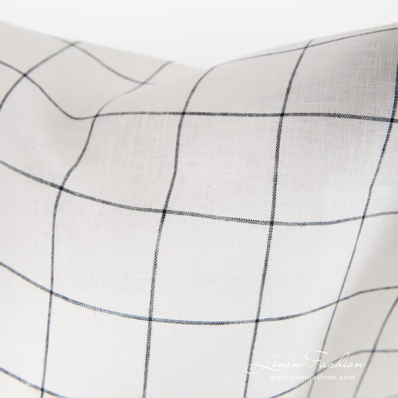 Checked off white linen fabric.