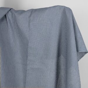 Linen fabric with blue stripes